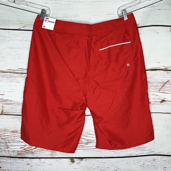 Old Navy NWT Size 38 Red - White Side Stripe UPF 40 Swim Board Shorts - Picture 2 of 3